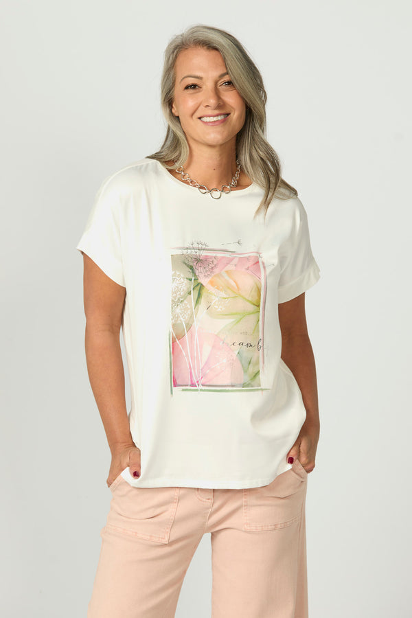 Esta Print Front Short Sleeve Top
