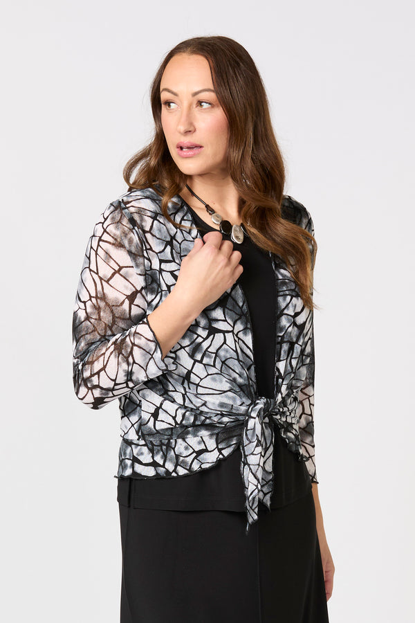 Nicole Mesh Crop Print Cardi