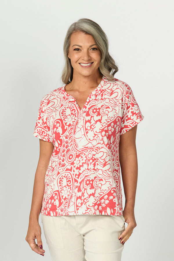 Folie Notch Neck Short Sleeve Tee