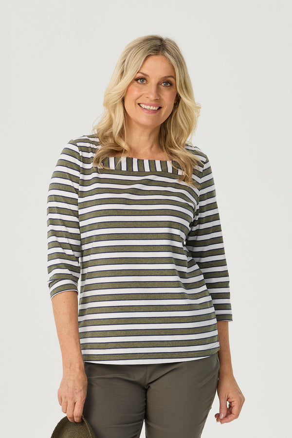 Action Square Neck 3/4 Sleeve Top