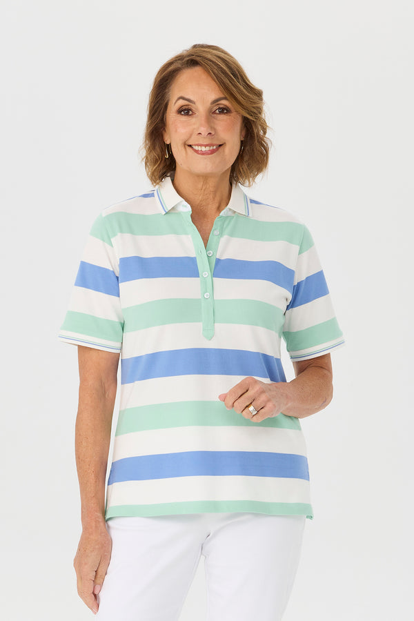 Avenue Stripe Short Sleeve Polo