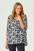 LEAF PRINT 3/4 SLV HI-LOW SHIRT