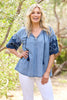 Layla Denim Embroidered Top
