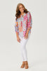 Patchwork Print 3/4 Slv Blouse