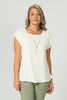 Resort Button Back Cap Slv Top