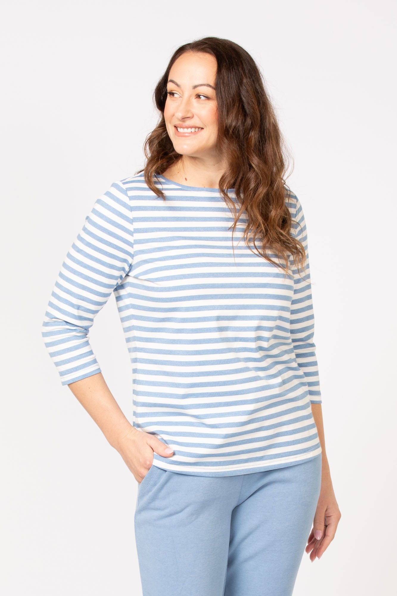 GISELE STRIPE 3/4 SLV TOP