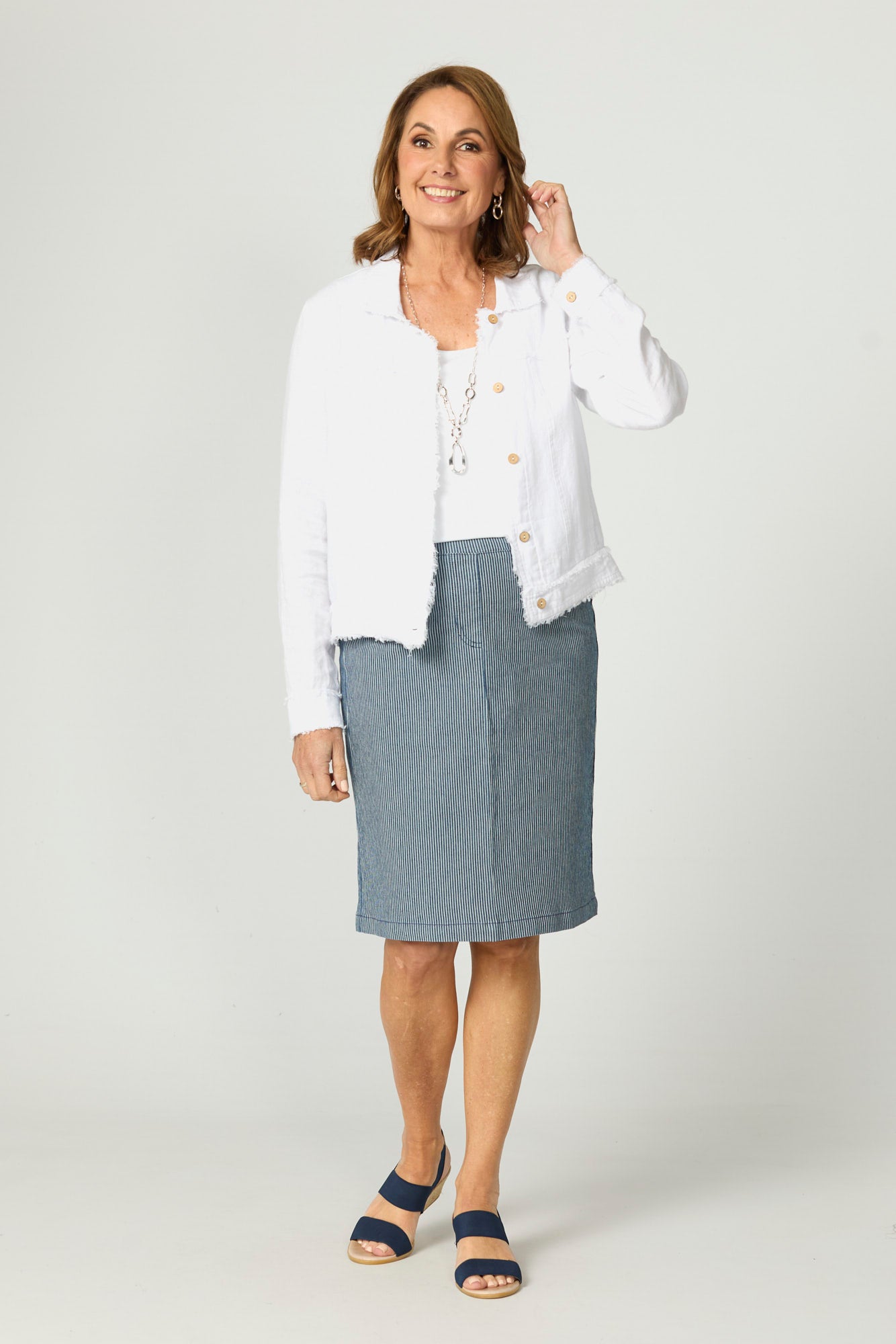 COASTAL STRIPE PULL ON SKIRT