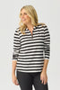 MCKENZIE L/SLV STRIPE ZIP NECK TEE