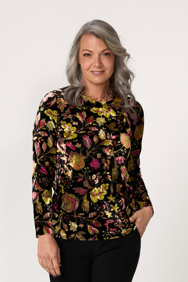 Deluxe Long Sleeve Stretch Velvet Top