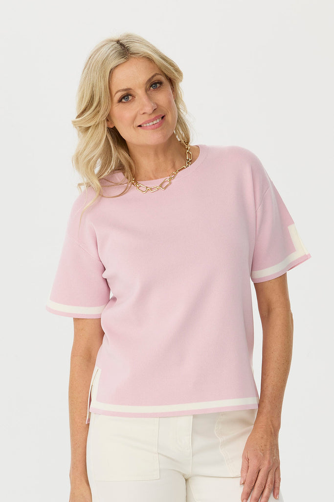 Otis Contrast Trim Short Sleeve Knit Top