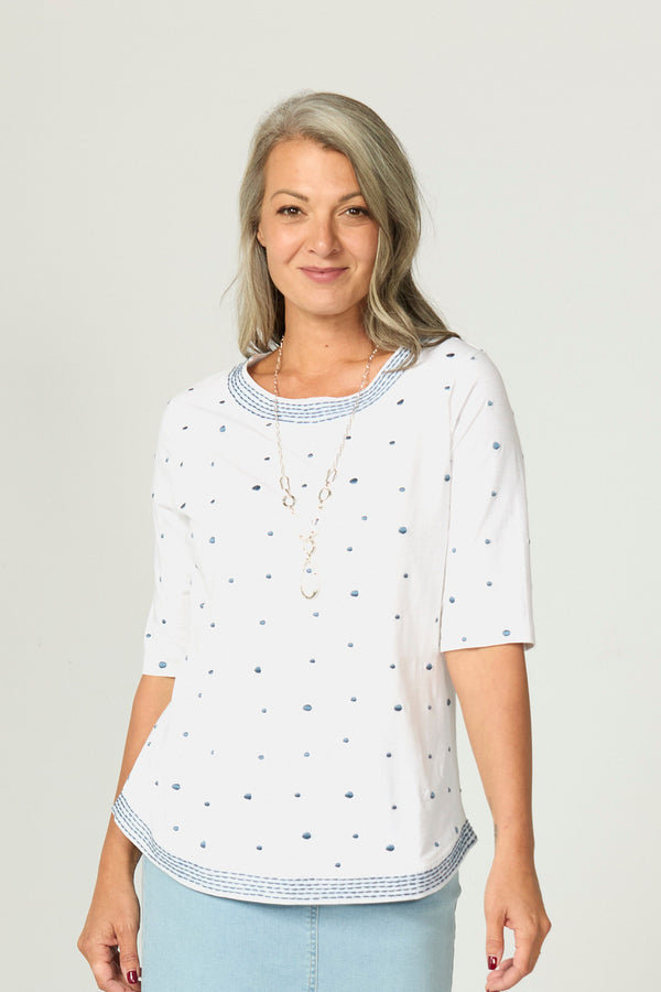 Addison Elbow Sleeve Spot Top