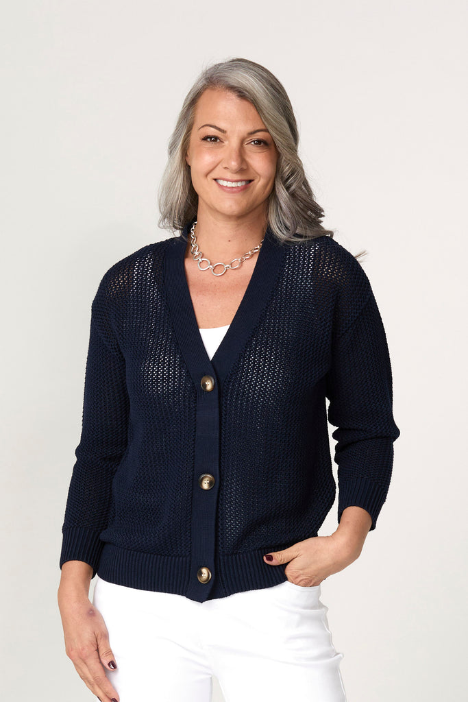Seacliff Eyelet Button Cardigan