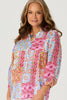 Patchwork Print 3/4 Slv Blouse
