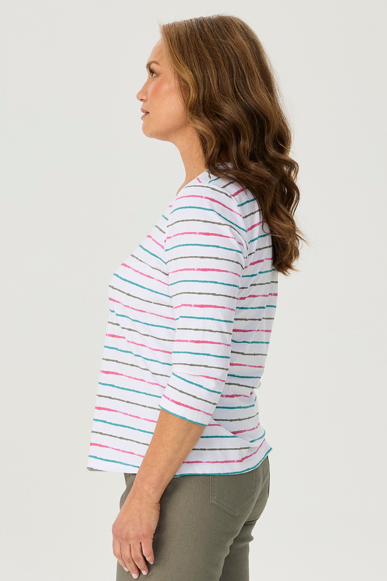 La Villa Stripe 3/4 Slv Top