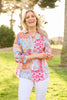 Patchwork Print 3/4 Slv Blouse