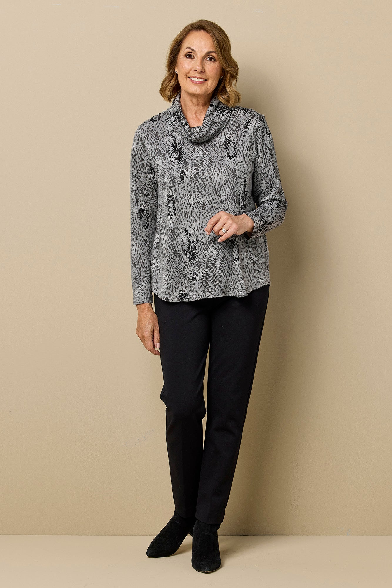 Belmont Cowl Neck Long Sleeve Top