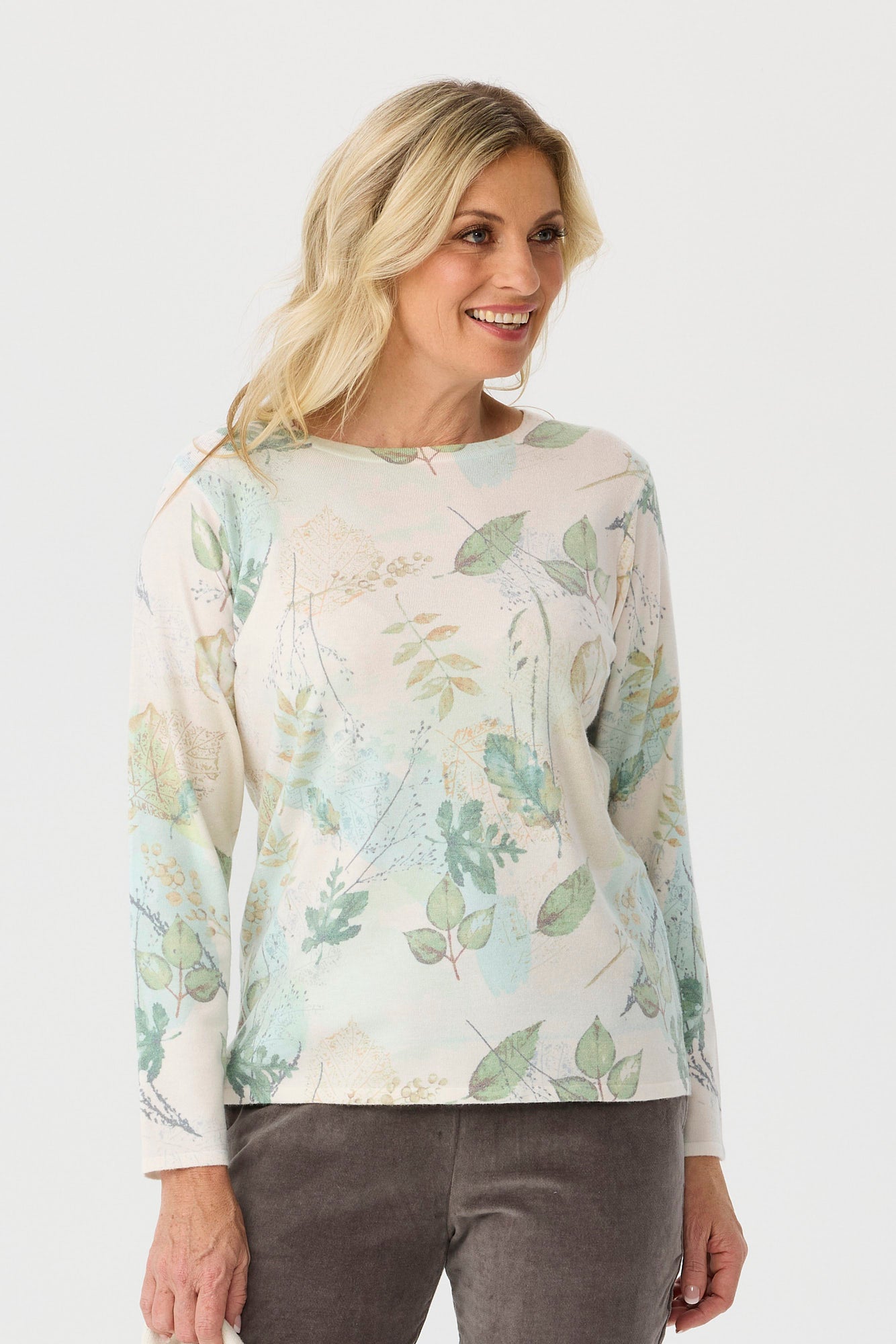 Sylvie Print R-neck Long Sleeve Sweater