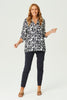 LEAF PRINT 3/4 SLV HI-LOW SHIRT