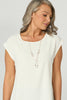 Resort Button Back Cap Slv Top