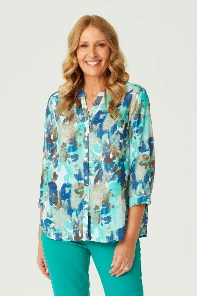 MAGNIFICO 3/4 SLV COLLARLESS SHIRT