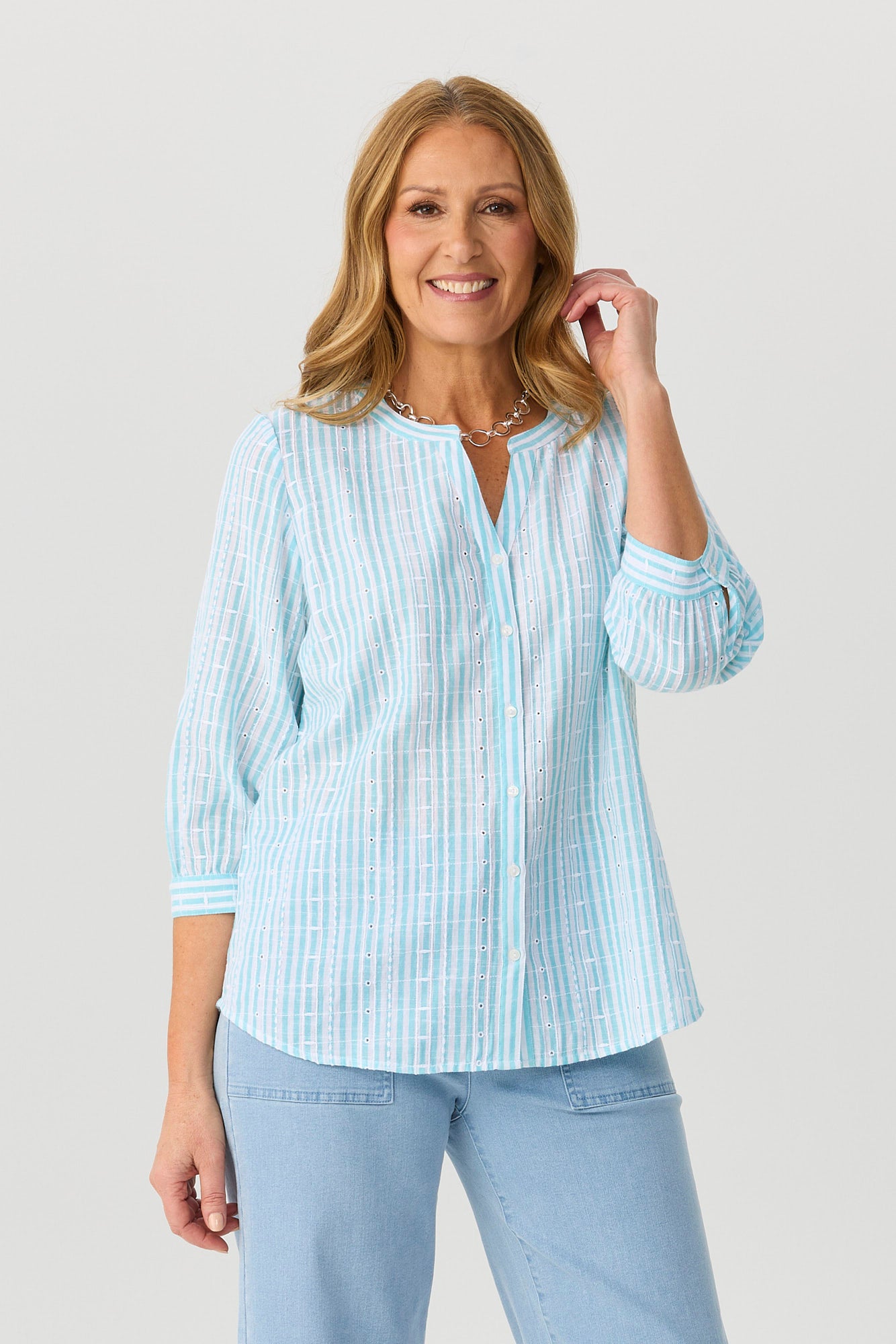 Mondello Stripe 3/4 Slv Shirt