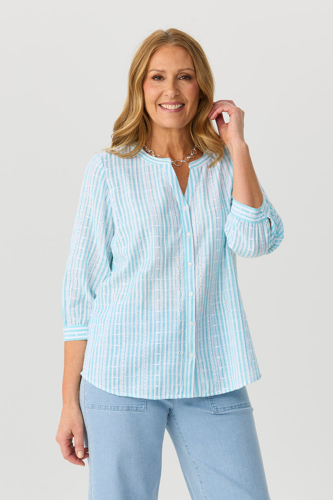 Mondello Stripe 3/4 Slv Shirt