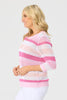 ROBBIE STRIPE 3/4 SLV OPEN KNIT