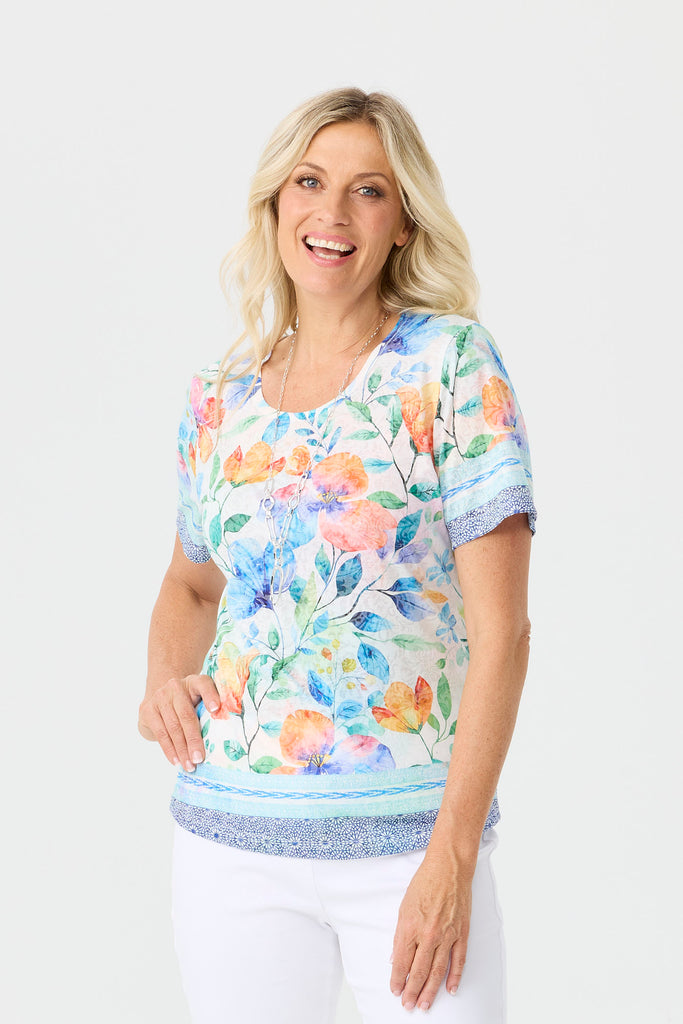 Romy Short Sleeve Burn Out Print Tee