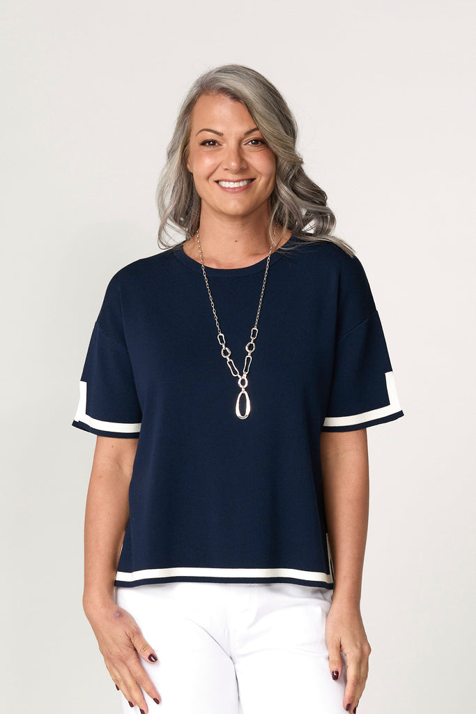 Otis Contrast Trim Short Sleeve Knit Top