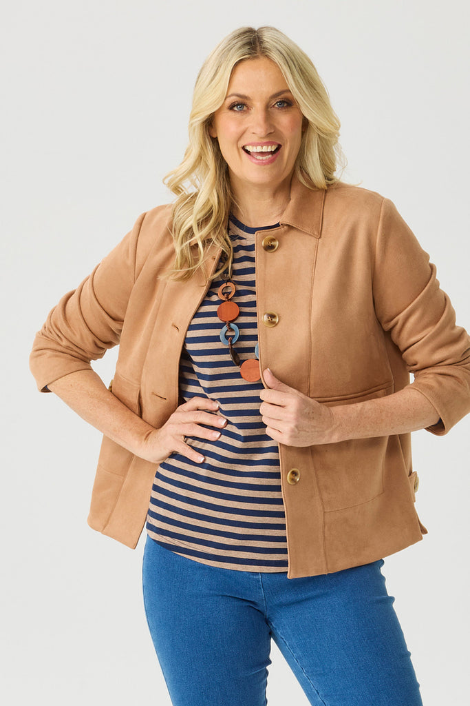 Horizon Faux Suede Button Jacket