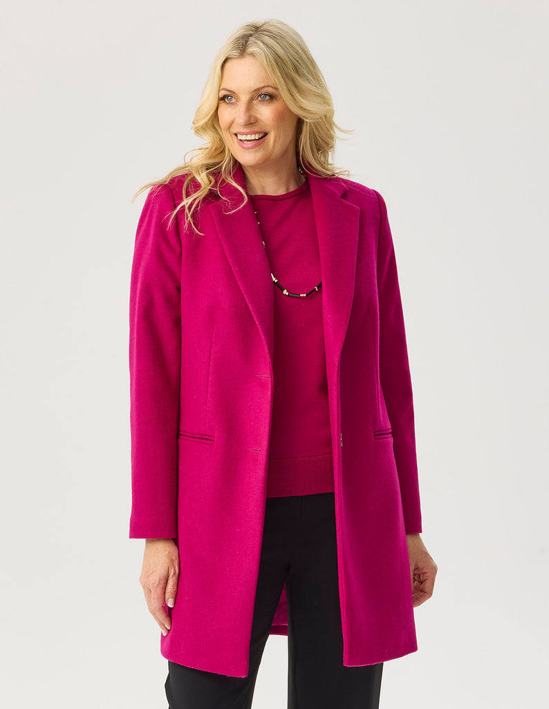 ZARINA MID LENGTH REVERE COAT