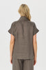 Cologne Linen Cowl Neck Short Sleeve Top