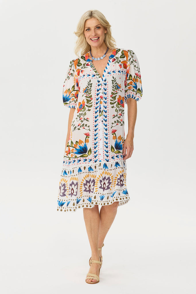 Tuscany Print Frill Hem Dress