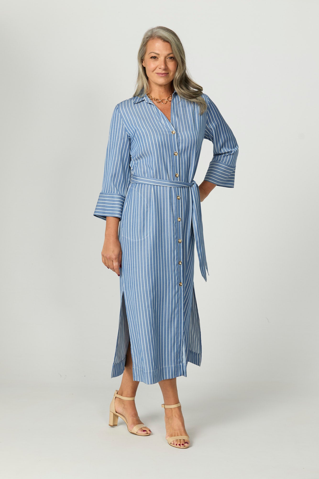 Santorini Stripe Shirtmaker Dress