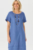 Odette Linen Short Sleeve Ruche Hem Dress