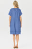 Odette Linen Short Sleeve Ruche Hem Dress