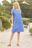 Odette Linen Short Sleeve Ruche Hem Dress