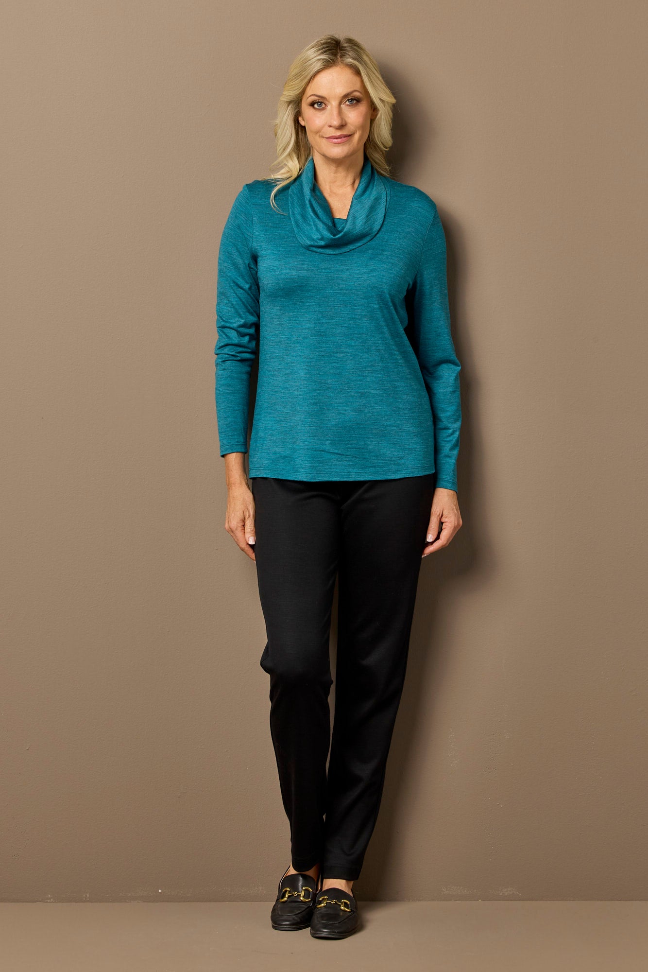 Hedrena Cowl Neck Long Sleeve Top