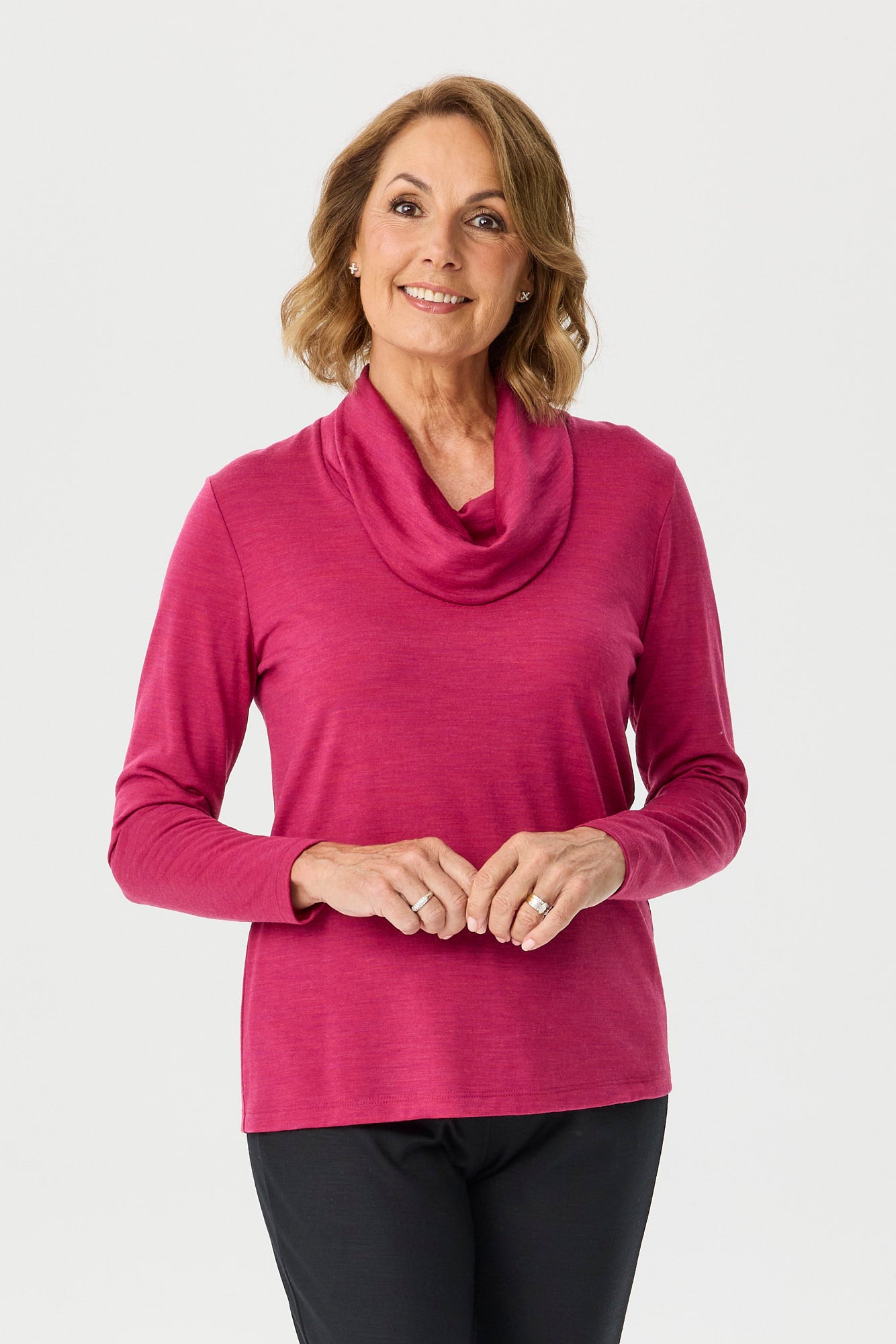 Hedrena Cowl Neck Long Sleeve Top
