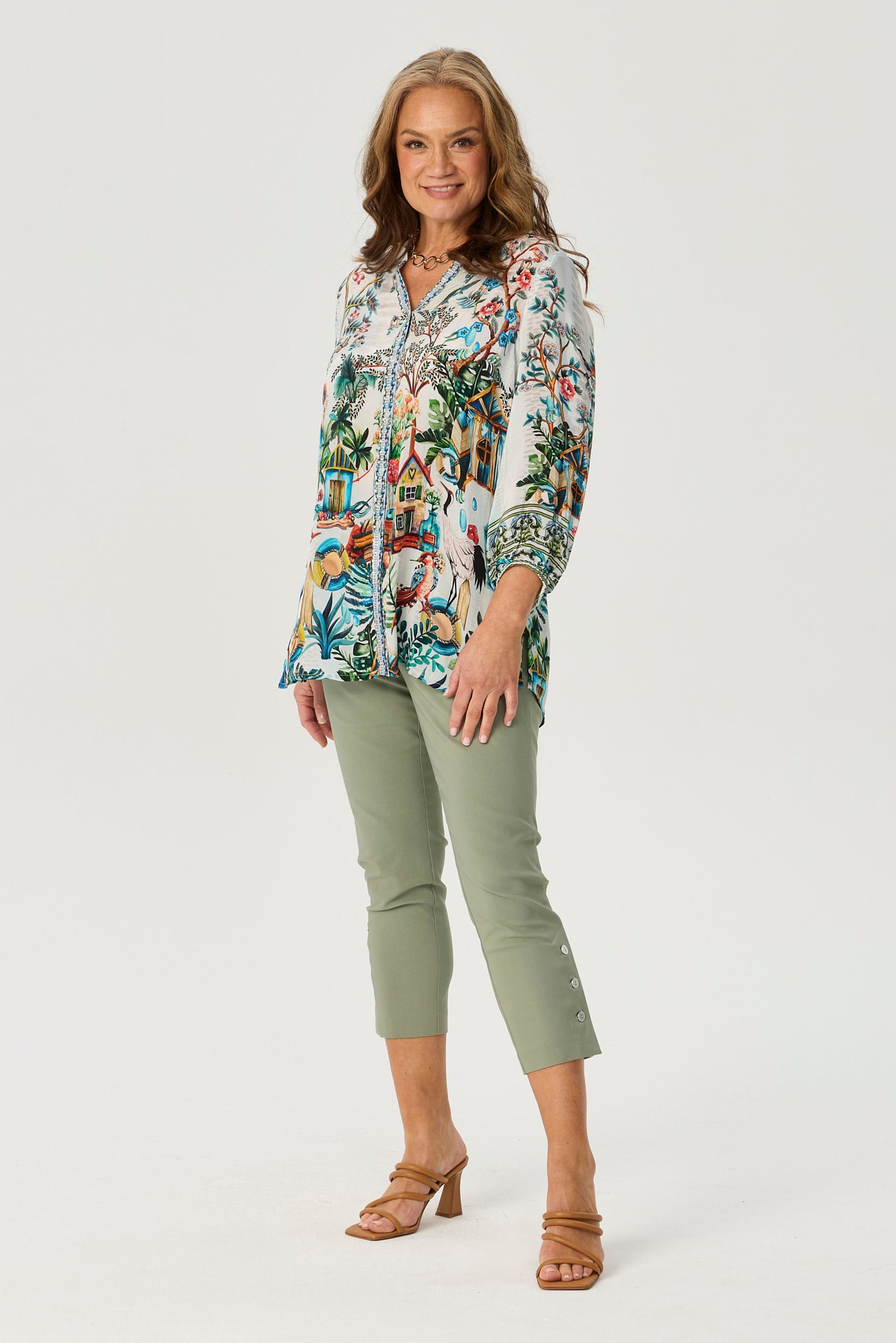Delta 3/4 Sleeve Print Shirt
