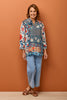 Mosaic 3/4 Sleeve Collared Blouse