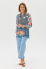 Mosaic 3/4 Sleeve Collared Blouse
