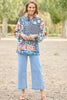 Mosaic 3/4 Sleeve Collared Blouse