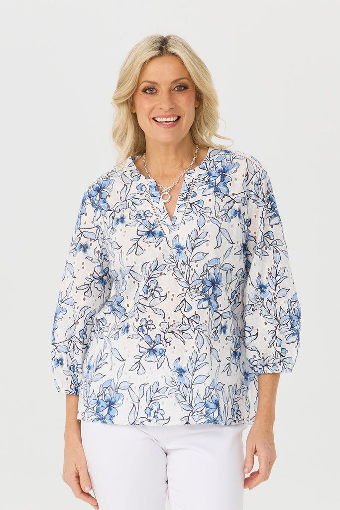 Orly 3/4 Sleeve Broderie Blouse