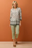 Olivette 3/4 Sleeve Border Blouse