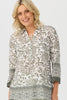 Olivette 3/4 Sleeve Border Blouse