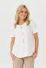 Resort Short Sleeve Button Trim Top