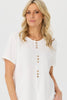 Resort Short Sleeve Button Trim Top