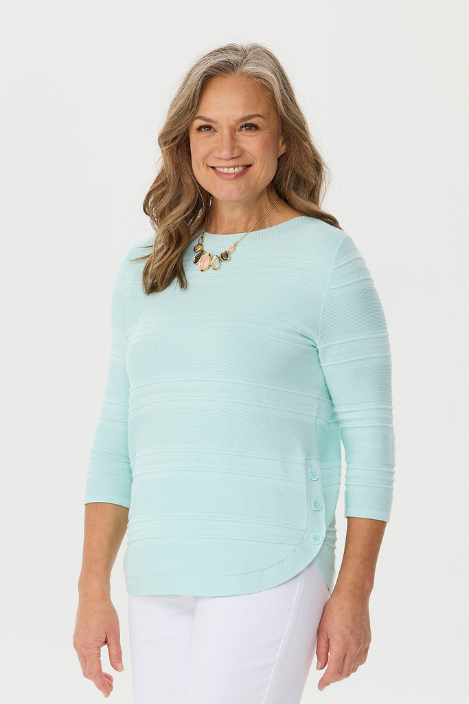 Hillary Side Button 3/4 Sleeve Sweater