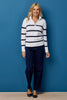 Heath 1/4 Zip L/s Stripe Polo